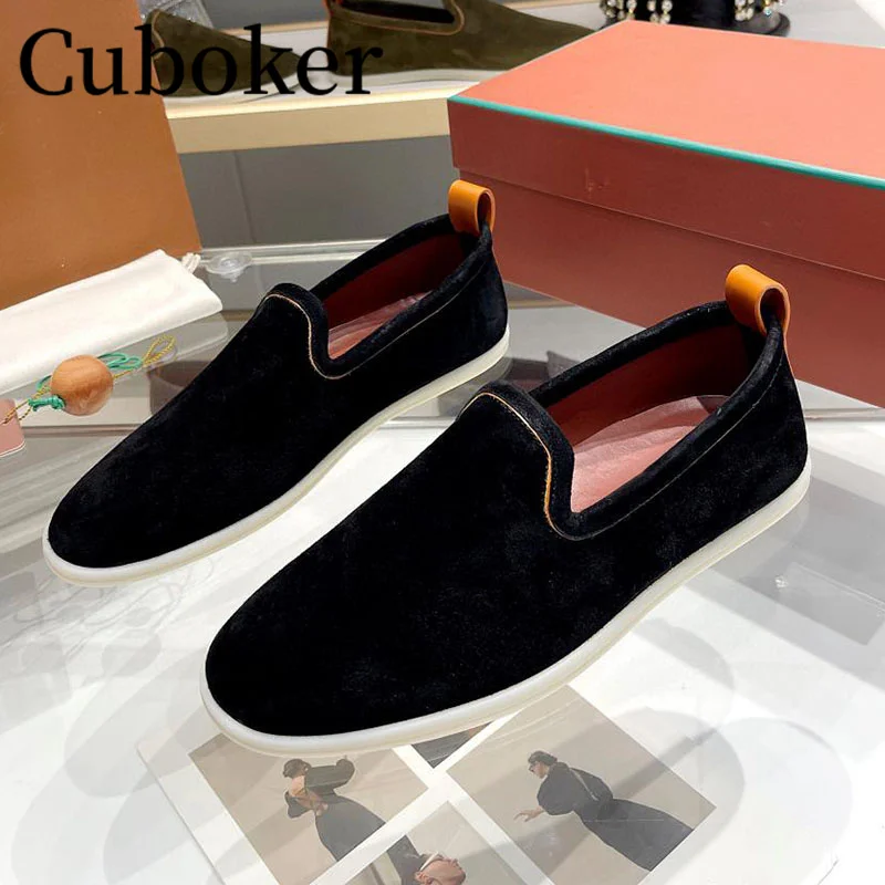 2023 Runway Brand New Men Flat Causal Shoes Kidsuede Round Toe Male Loafers Slip-on Spring Summer Outside Walking Shoes for Men