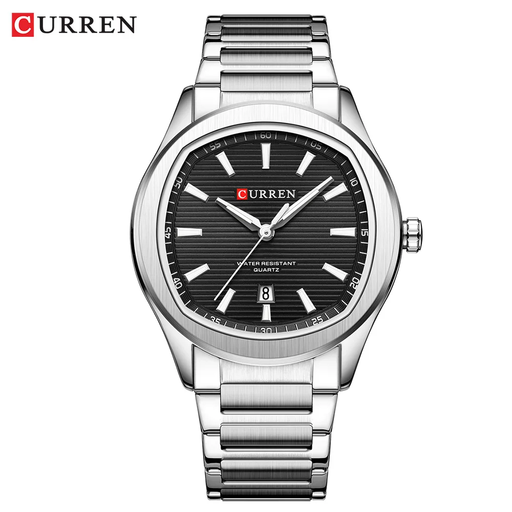 CURREN Modemarke Herrenuhr mit Edelstahlband, klassische, einfache Quarz-Armbanduhr für Männer, NEU 7