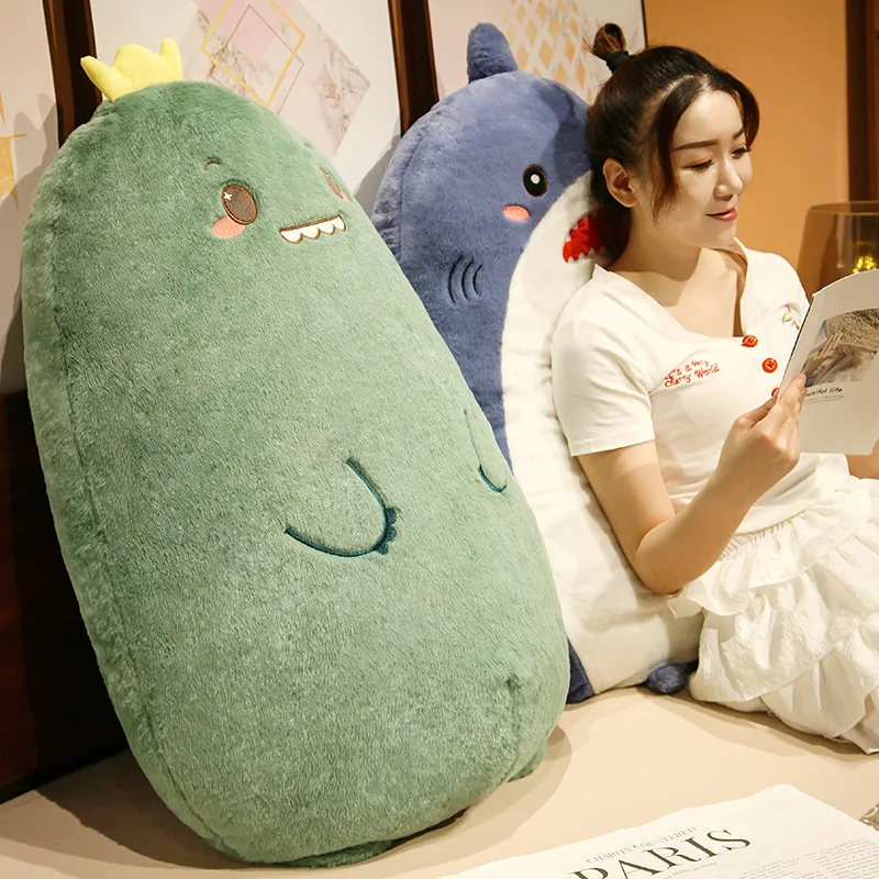 50/70CM Animal Shark Dinosaur Husky Stuffed Big Cushion Toys Cactus Strawberry Toast Plush Pillow Sleeping Cushion