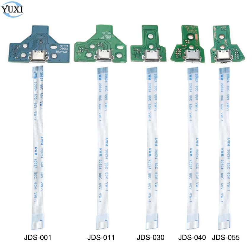 

YuXi USB Charging Port Socket Circuit Board For 12Pin JDS 011 030 040 055 14Pin 001 Connector For PS4 Pro Slim Controller