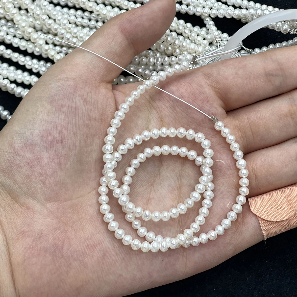 Natural Freshwater Pearl Shiny White punched Round 3-4mm  Isolate Bead Jewelry Make DIY Necklace Bracelet Accessories Women