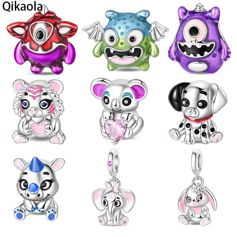 

Silver Color Little Koala, Elephant, Monster Charms Beads Fit 3MM 925 Original Bracelets DIY Birthday Jewelry Gift