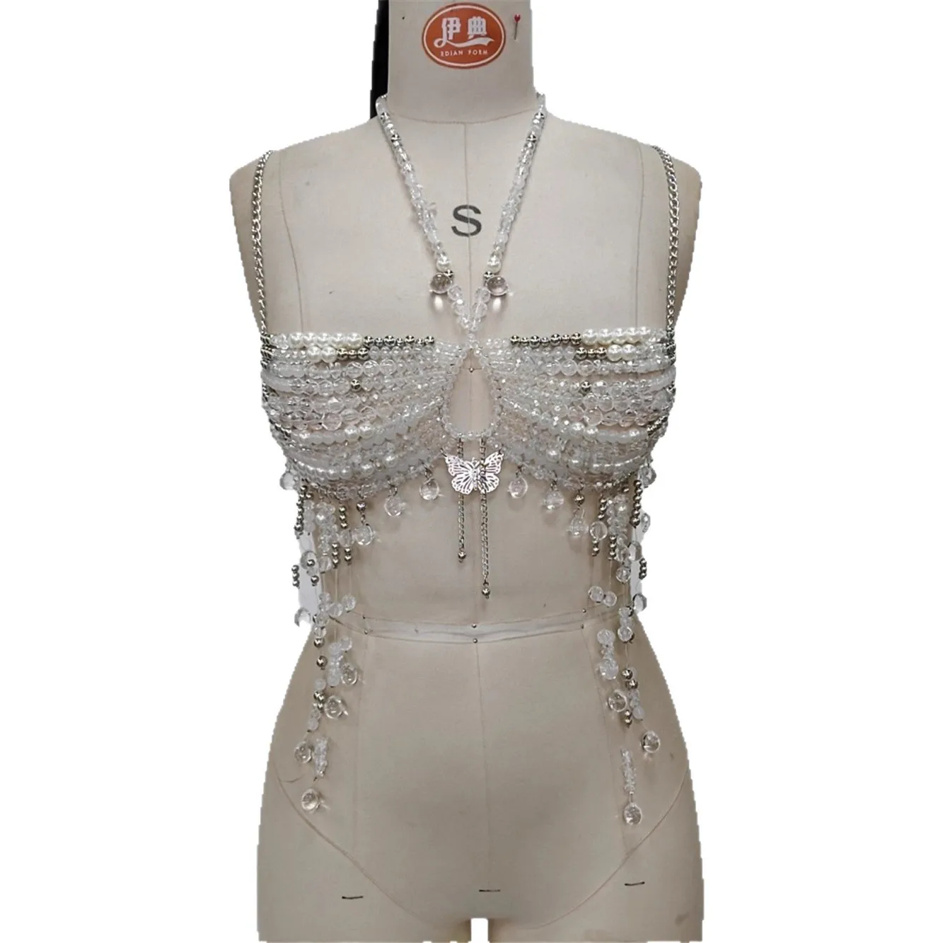 

Колье-колье с подвеской в виде бабочки для девочек, укороченный топ в европейском и американском стиле с открытой спиной, модное массивное ожерелье-цепочка для тела