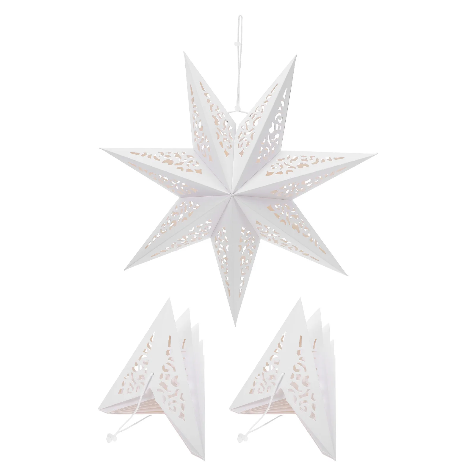 

3Pcs Foldable 7 Pointed Star Paper Lanterns Christmas Hanging Lampshades Wedding Star Party Home Decor Hanging Paper Lantern
