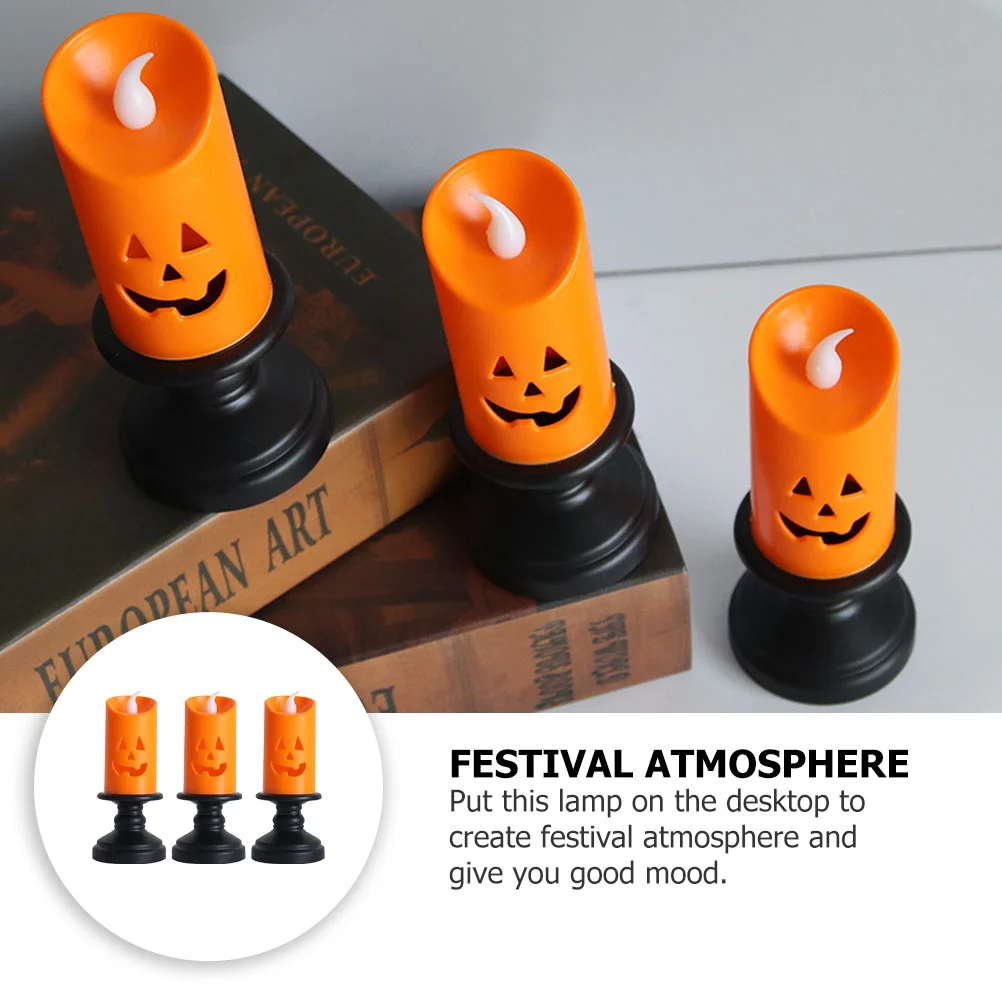 3 Pcs Light Festival Lamp Halloween Night Lamps Lanterns Decor Party Props Supplies Flashing Shaped LED