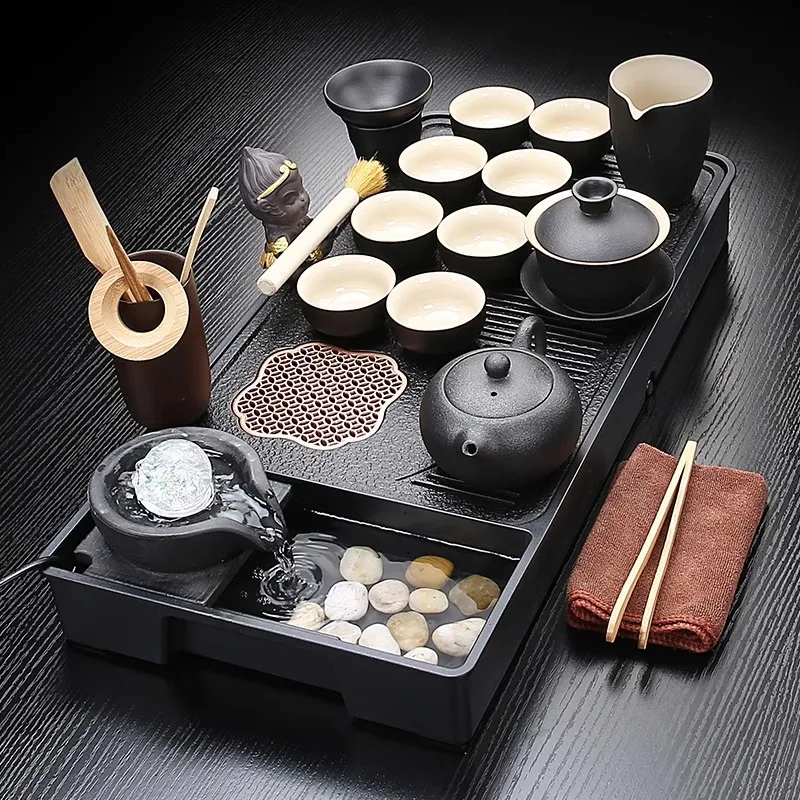 Flowing Water Tea Tray Purple Clay Tea Set Household Kung Fu Teapot Gaiwan Tea Cup Office High-end Small Tea Sea Tea Cup view 2