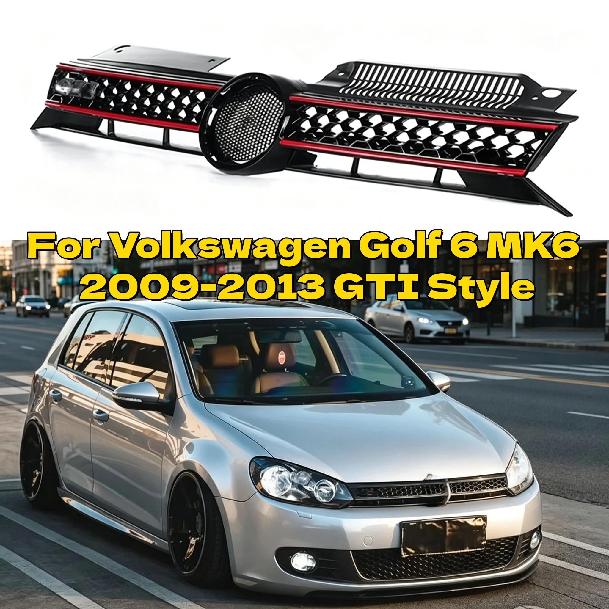 

For Volkswagen Golf 6 MK6 2009-2013 GTI Style Car Front Bumper Centre Grille Honeycomb Mesh Upper Grille Front Racing Grills
