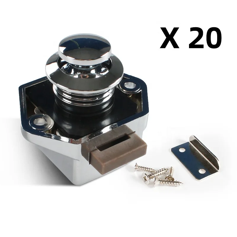 OEM 20 قطعة/صندوق انقطاع الكروم حجم 20 مللي متر خزانة أثاث دفع قفل قارب RV