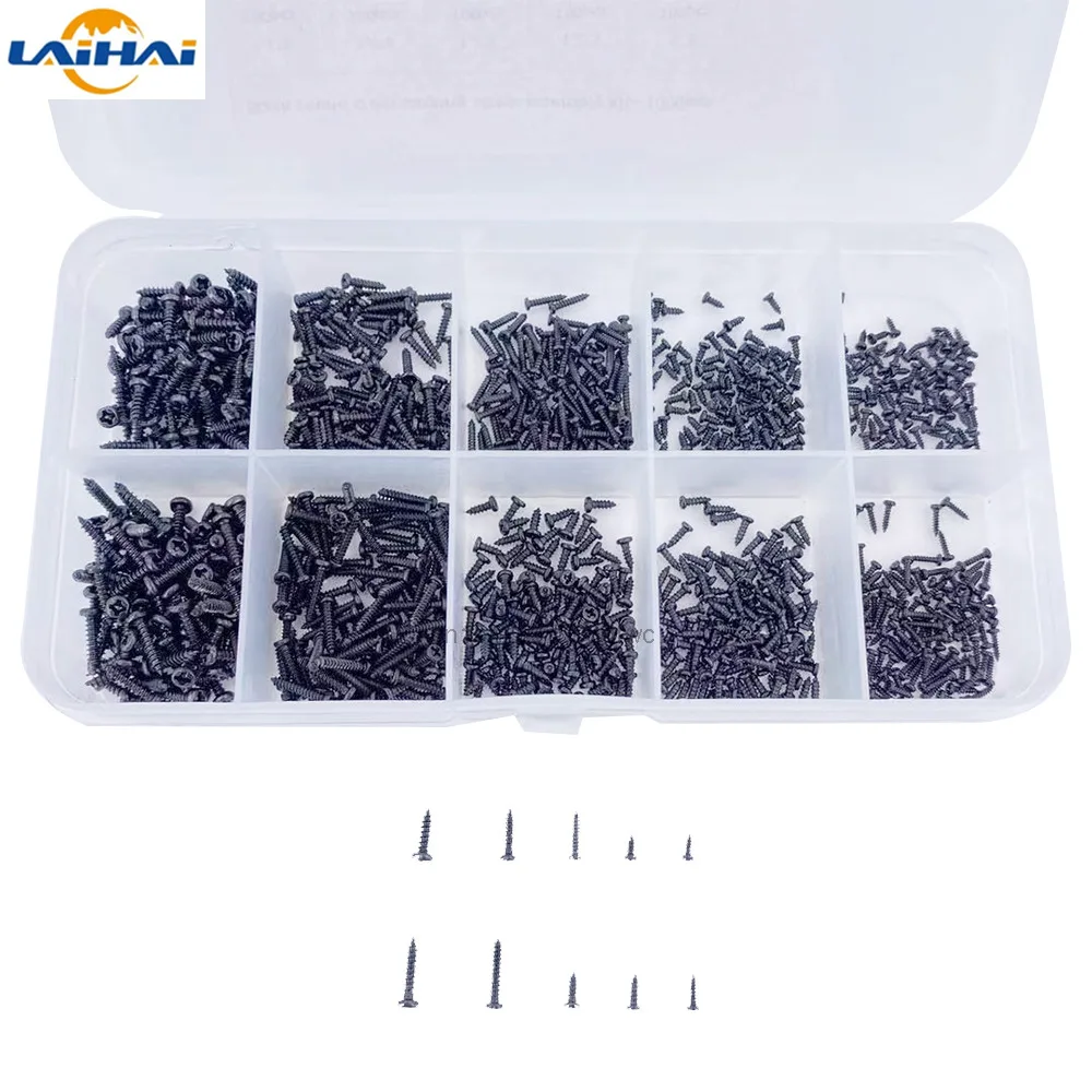 500/1000pcs/set M1 M1.2 M1.4 M1.7 Mix Pa Phillips Head Micro Screws Round Head Self-tapping Electronic Small Wood Screws Kit