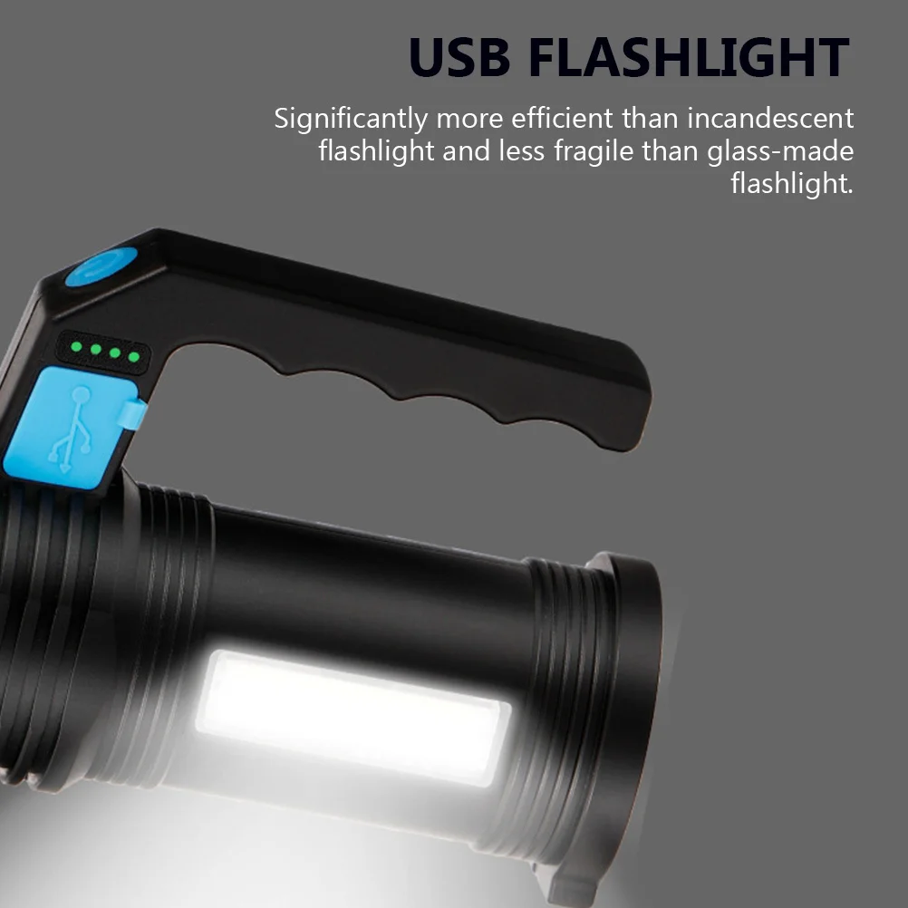 

High Power LED Flashlight USB Rechargeable Portable Camping Emergency Light Outdoor Hiking ABS Material Durable Sturdy Design