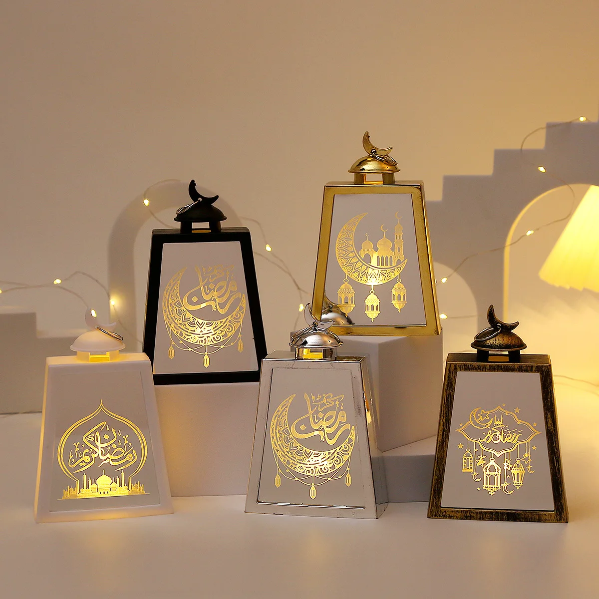 Ramadan Kareem Led Lantern Light Eid Mubarak Ornaments Decoration for Home 2025 Islamic Muslim Party Supplies Eid Al-Fitr Gift