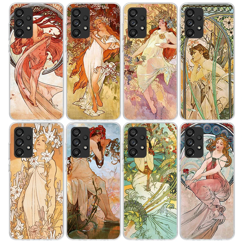 Alfons Mucha Primavera Phone Case for Samsung Galaxy A15 A25 A35 A55 A14 A24 A34 A54 A13 A23 A33 A53 A12 A22 A32 A52 A05S A04S A