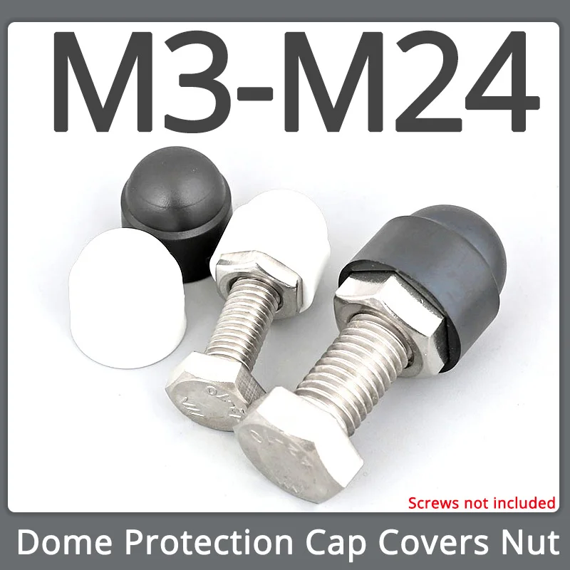 Couvercle de capuchon de Protection de dôme noir et blanc, boulon d'écrou hexagonal en plastique PE M3 M4 M5 M6 M8 M10 M12 M14 M16 M18 M20 M22 M24
