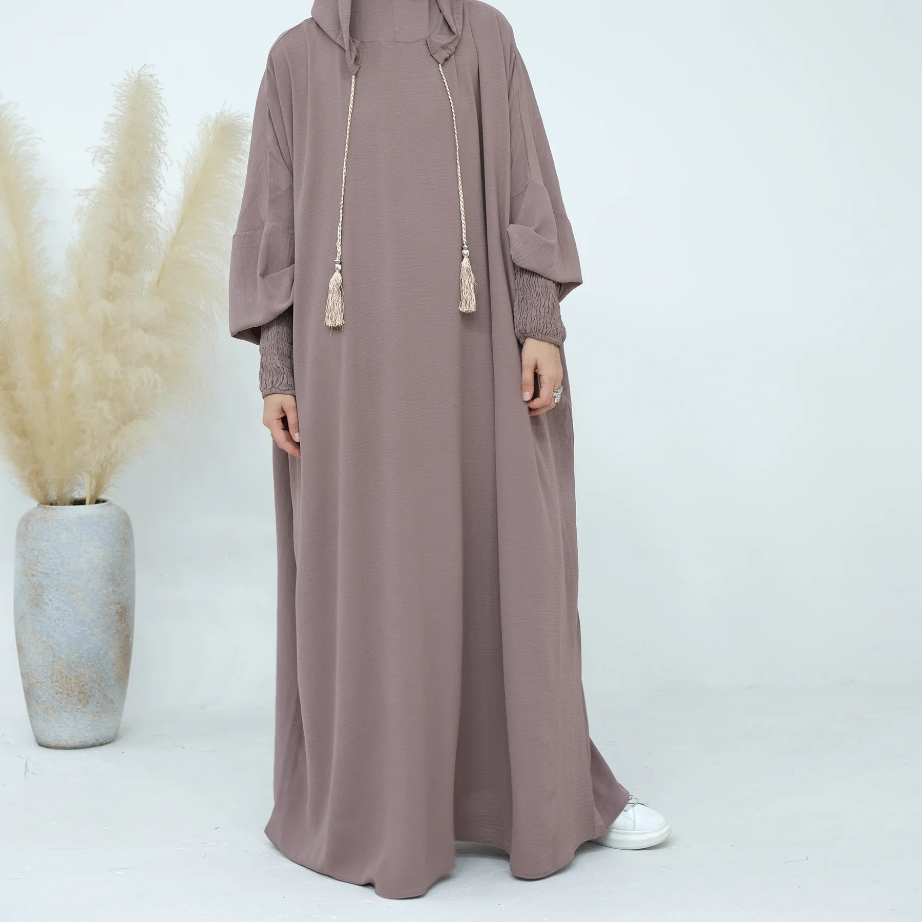 Clothes for Muslim Women 2024 Fashion Summer Autumn Muslim Long Sleeve Solid Color Long Abaya Hijab Dress Kaftan Abaya Dubai 4
