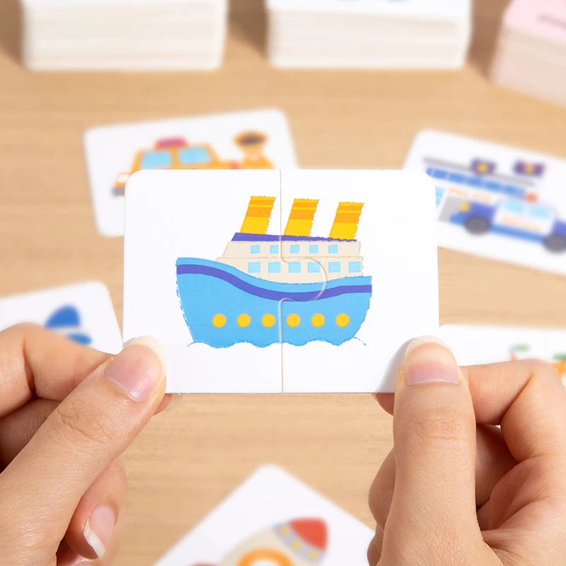 ของเล่นเสริมพัฒนาการเด็กเล็ก กล่องเหล็ก ไพ่จับคู่ เกมฝึกสมอง ไพ่ภาพ รถยนต์ ผลไม้ สัตว์ ตัวต่อจับคู่