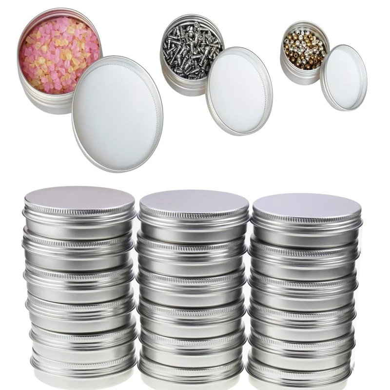 1/5/10pcs Portable Aluminum Cans Cosmetic Jewelry Replacement Storage Box Screw Cap Round Candle Spice Jar Jar Lid Container