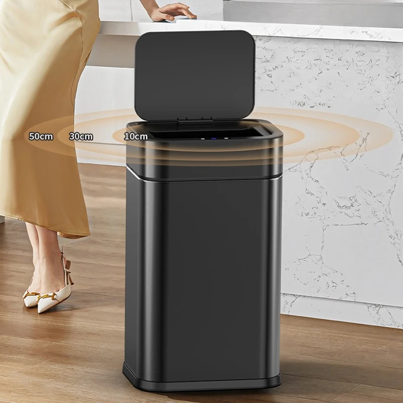 Automatic Sensor Trash Can Stainless Steel Wastebin Kitchen and Home Large Capacity Trash Can Smart Dump House Bathroom Supplies