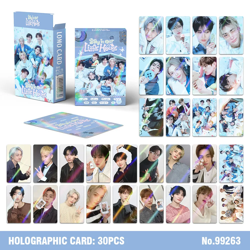 

Коллекционные голографические Lomo-карточки Stray Kids (30 шт.) STAY in Our Little House, лазерные фотокарточки с эффектом вспышки, подарок для фанатов K-pop айдолов