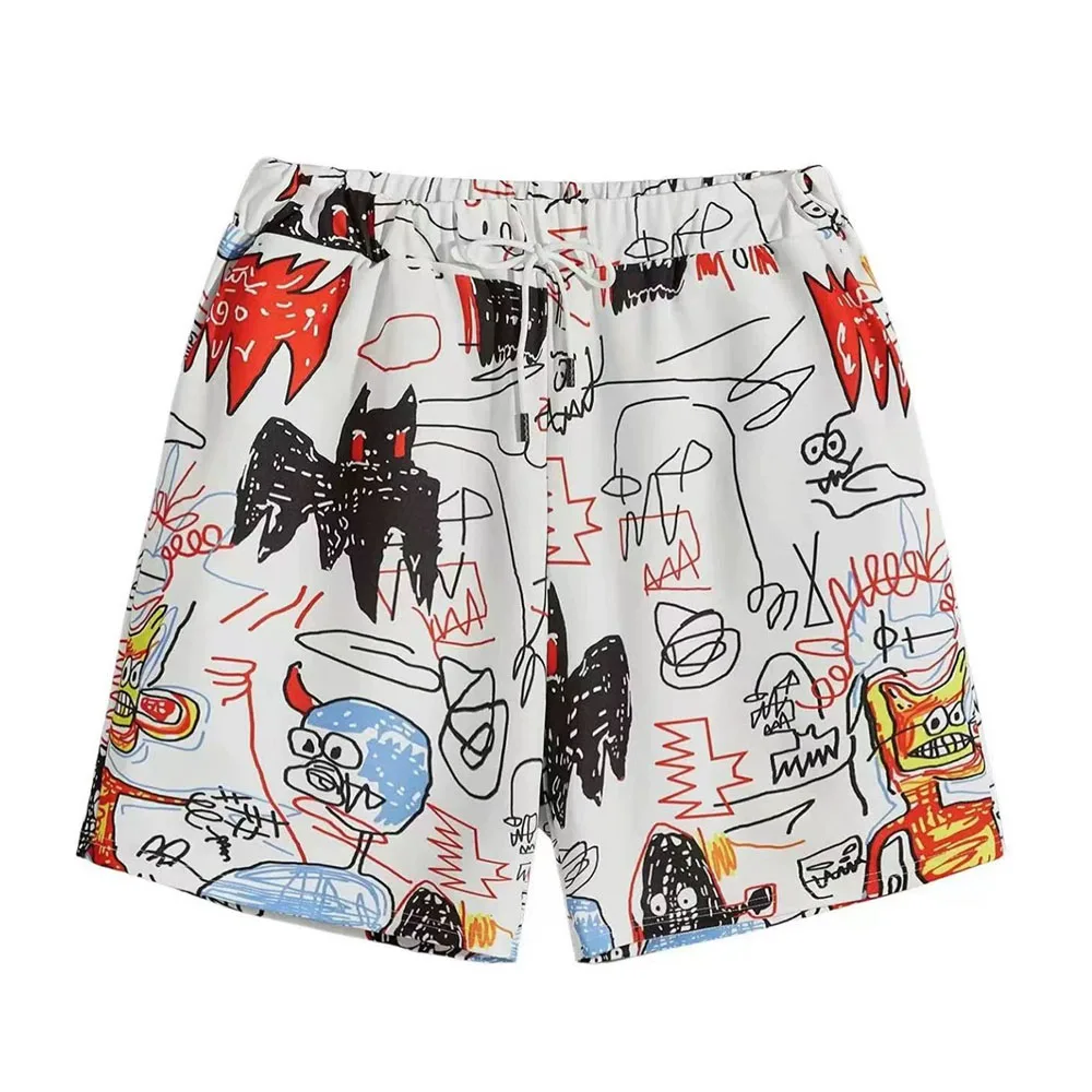 

Спортивные шорты, забавные граффити, повседневный мужской купальник, сетчатый быстросохнущий морской костюм для мальчиков, шорты для отца и сына, пляжные шорты, одежда для купания