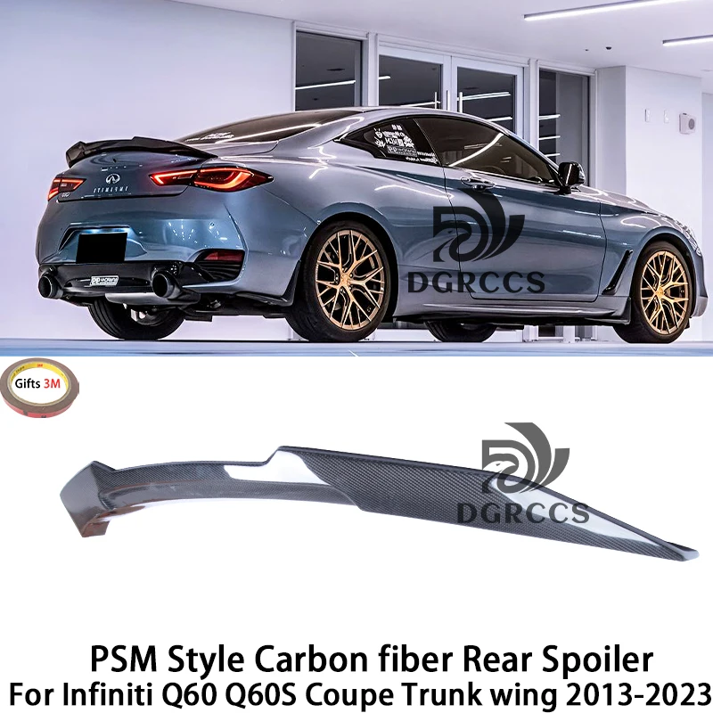 

For Infiniti Q60 Q60S Coupe PSM Style Carbon fiber Rear Spoiler Trunk wing 2013-2023 Honeycomb carbon Forged carbon