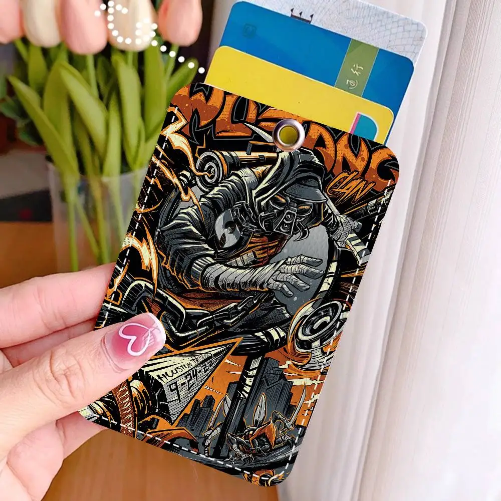 Singer WU-T--TANG Cool CLAN Style PU حامل بطاقة الوصول مع سلسلة مفاتيح - حماية تنفيذية لبطاقة البنك، مترو الأنفاق، حافظة بطاقات الحافلة #2