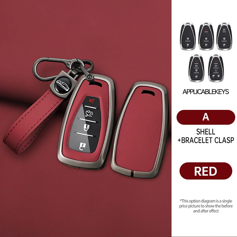 

Car Key Cover Case For Chevrolet Cruze Spark Sonic Camaro Volt Bolt Trax Malibu Captiva Lacetti Aveo Alloy Leather Auto Keychain