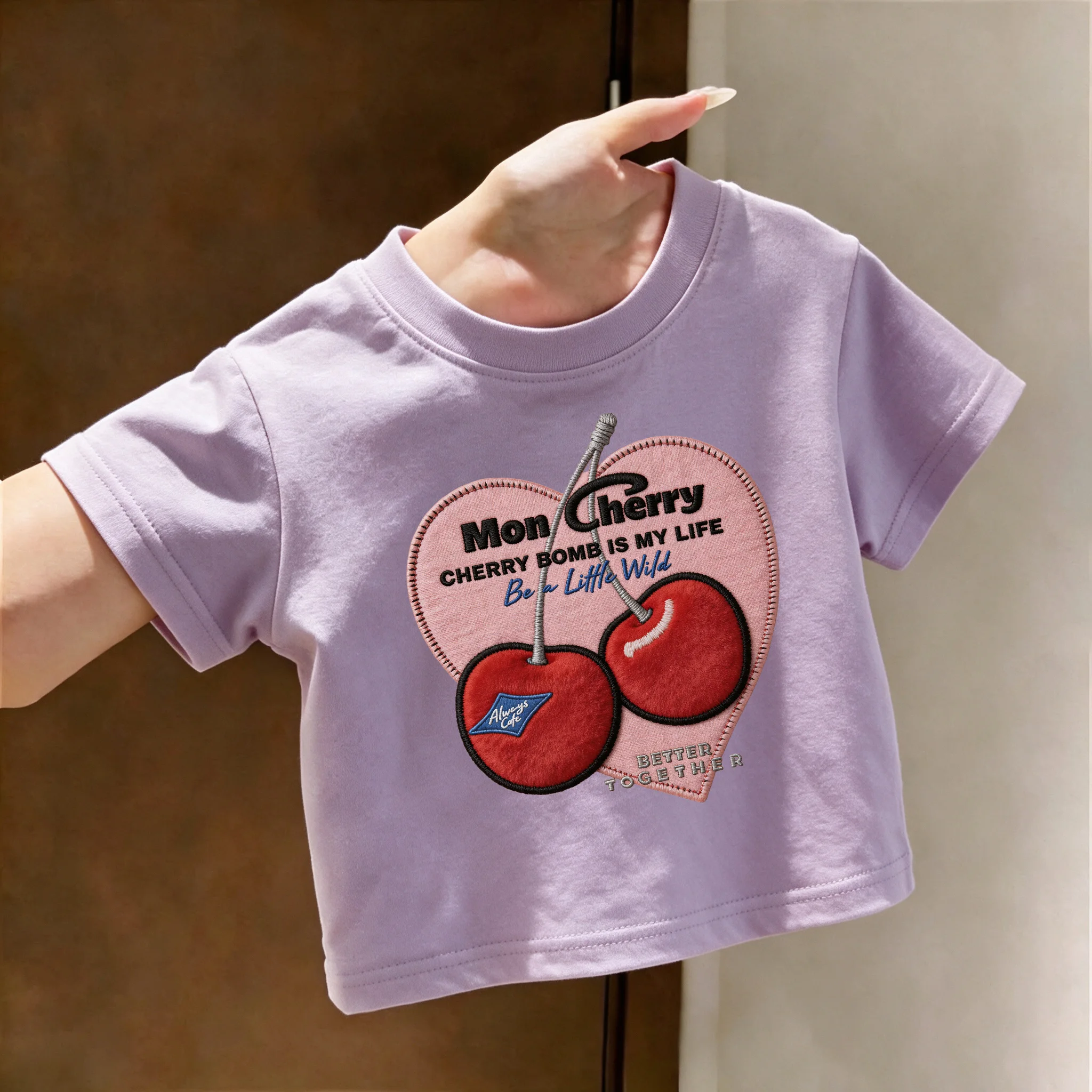 Summer Kids Cotton T Shirt Mon Cherry Cherry Bomb Is My Life Be A Little Wild Better Together Casual Tee for Boys Girls