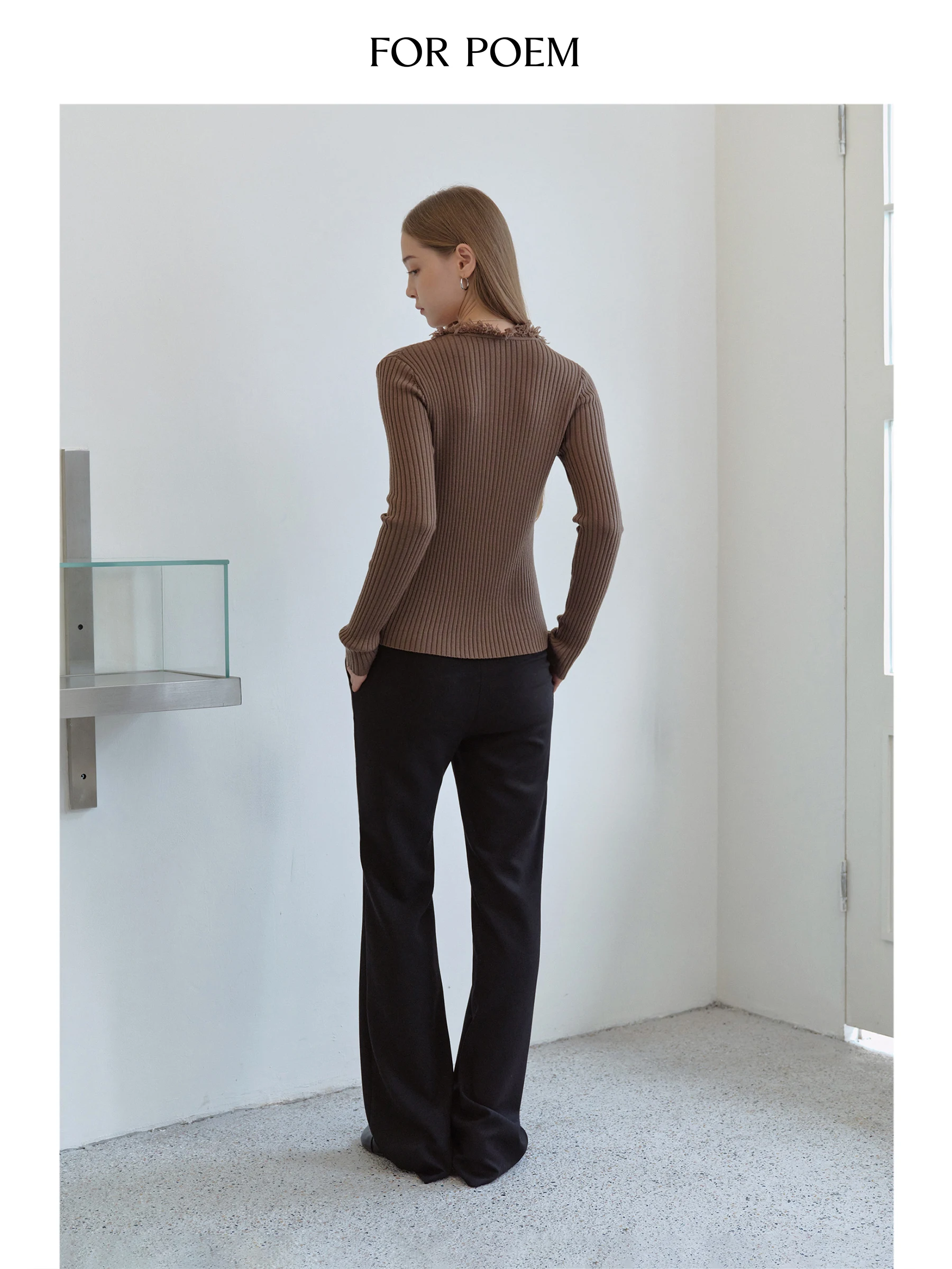 ForPoem Original Design Klassische Bla Slim-Fit Lange Hose Lässige Vielseitige Damen-Hose mit Hoher Taille und Geradem Bein