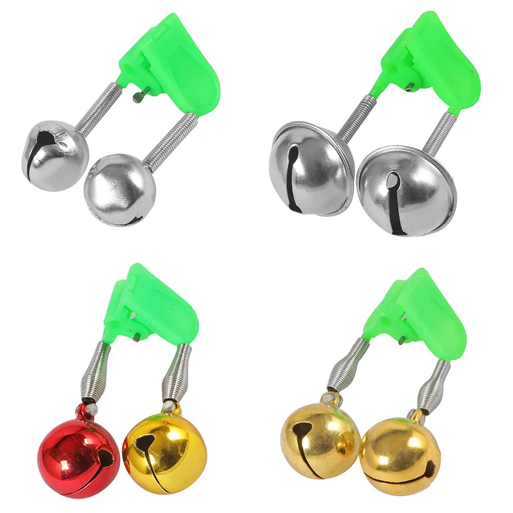 Fishing Bite Alarm Fishing Rod Bell Rod Clamp Tip Clip Bells Ring Green Fishing Accessory Outdoor Fishing Alarm Double Ring Bell