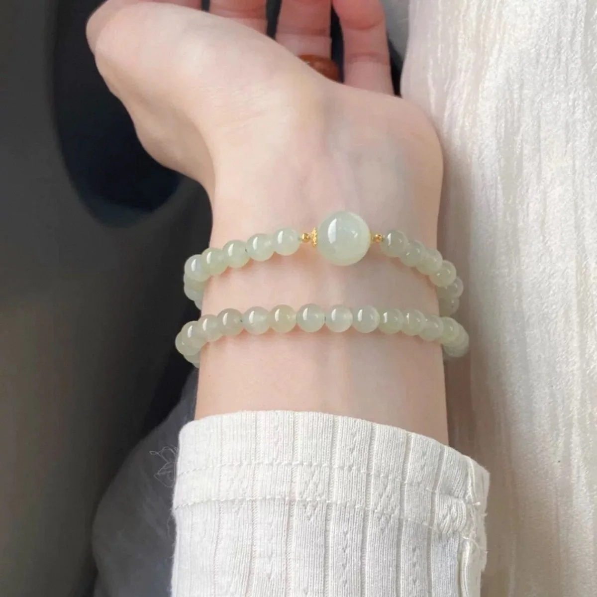Double-layer stacked bracelet, clear aqua double-loop bracelet, niche jewelry bracelet, top choice for gifts