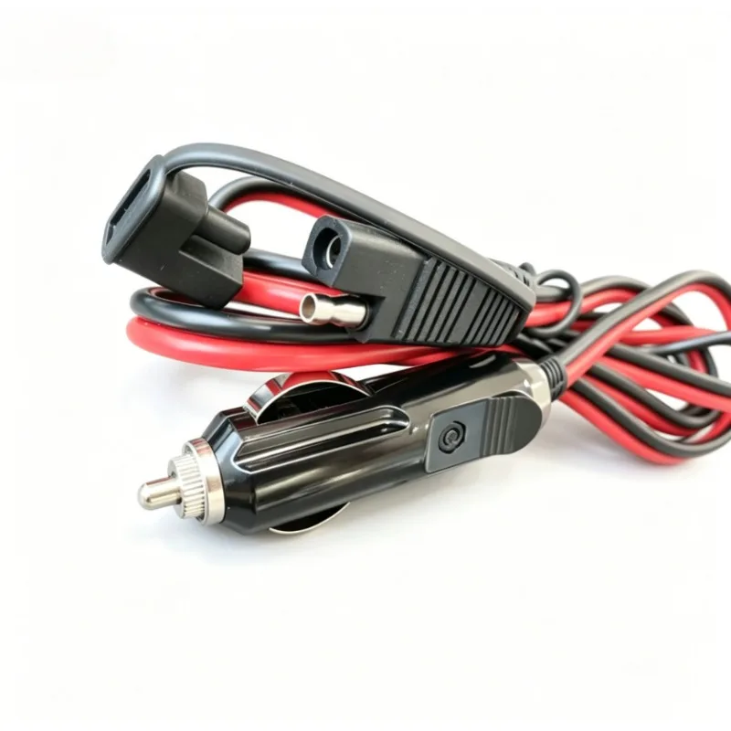 12AWG 1M SAE to Cigarette Lighter Extension Cord Solar Panel Battery Charging Cable with 8 Cable Clips for Auto RV Motorcycle view 3