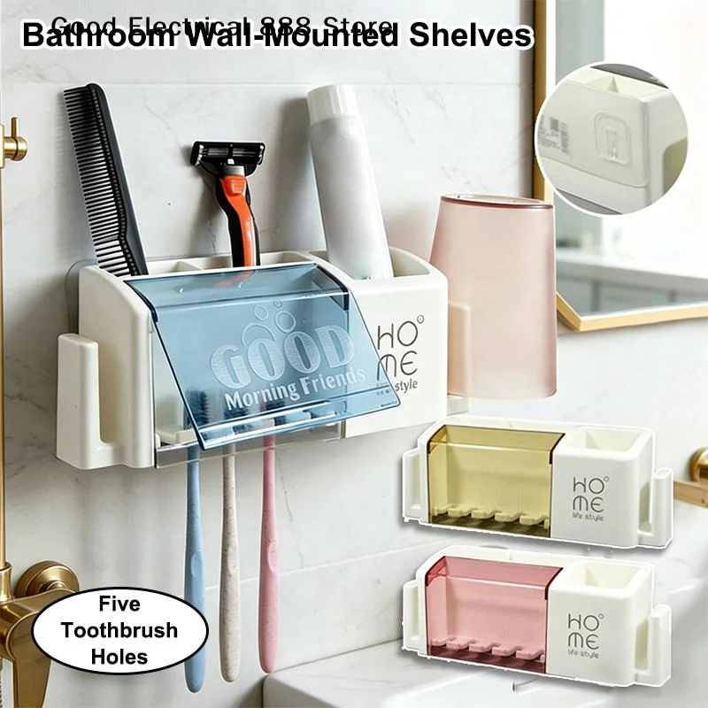 Electric Toothbrush Holder Wall-Mounted Bathroom Organizer Tooth Brush Holder Toothbrush Bathroom Tool Toothpaste Storage Rack