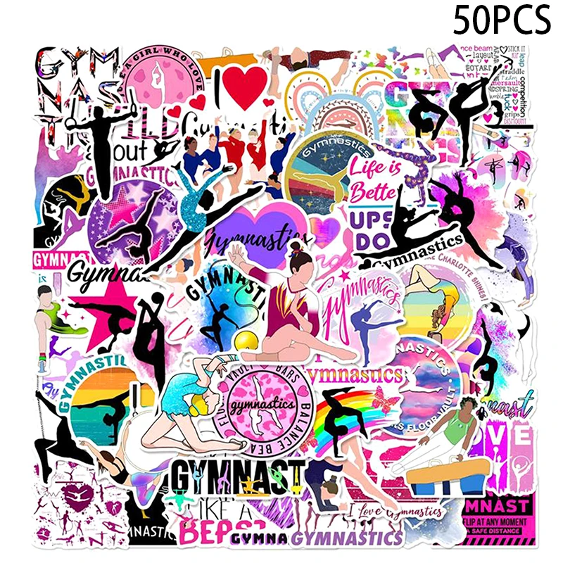 Nieuwe 50 Stks/zak Schattige Gymnastiek Sport Doodle Stickers Diy Laptop Telefoonhoesje Dagboek Koffer Cup Waterdichte Sticker Stickers Kids Cadeau