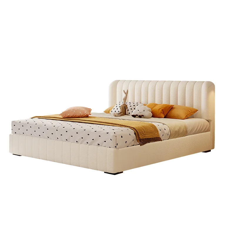 

Cream Chenier master bedroom 1.8 meters translational storage with three-draw piano keys fabric storage