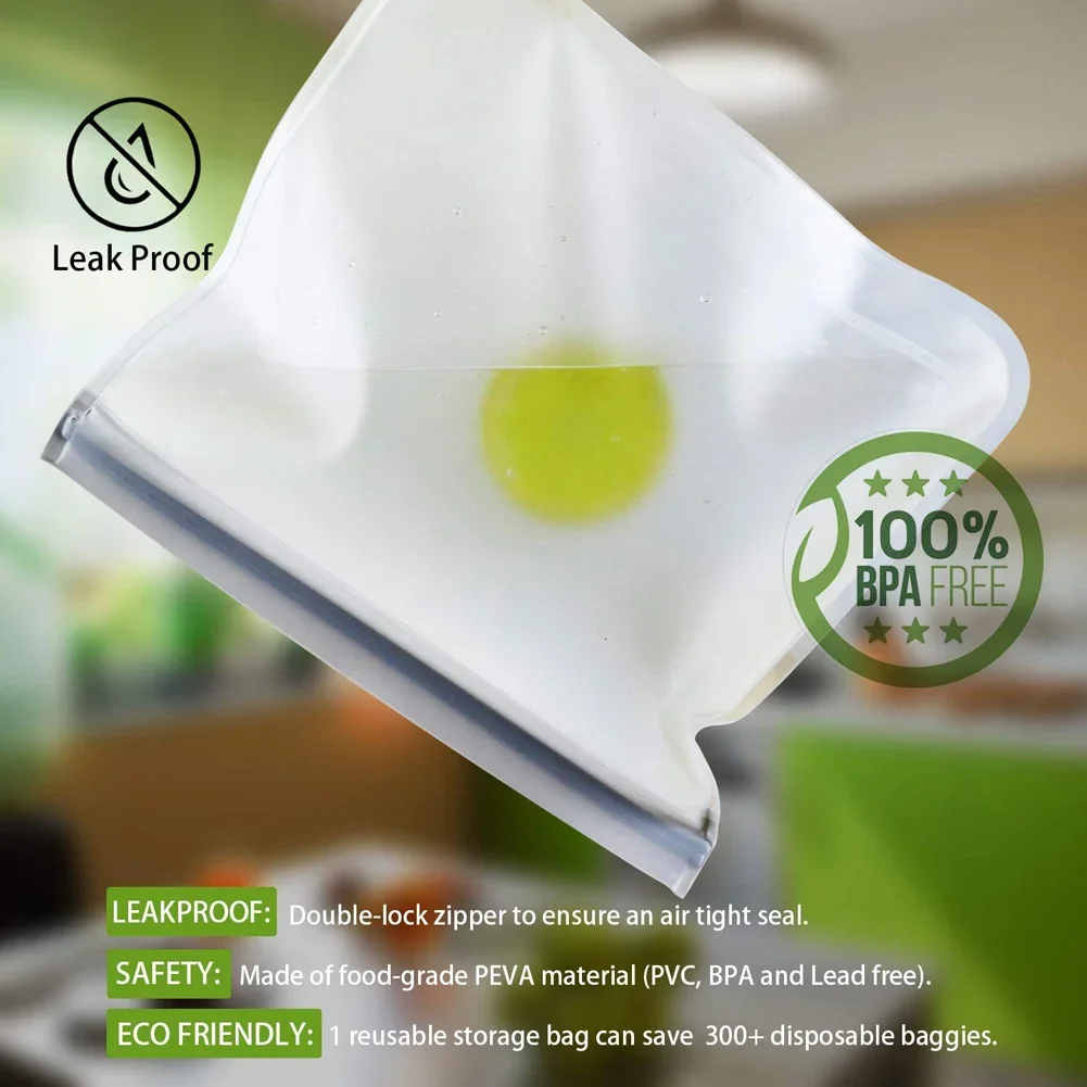 Silicone Food Storage Bag Reusable Stand Up Zipered Leakproof Containers Fresh Bag  Fresh Wrap Ziplock Bag eco friendly products