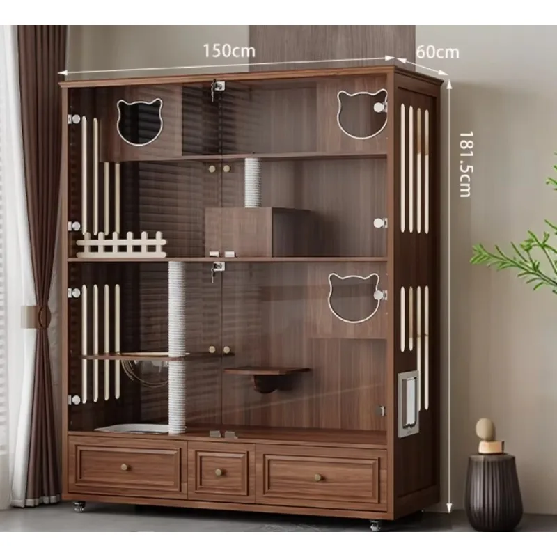 

Customizable Modern Luxury Closed Cat Villa Toilet Button Dust-Proof Waterproof Glass Wood Solid Pet House for Small Animals Ind