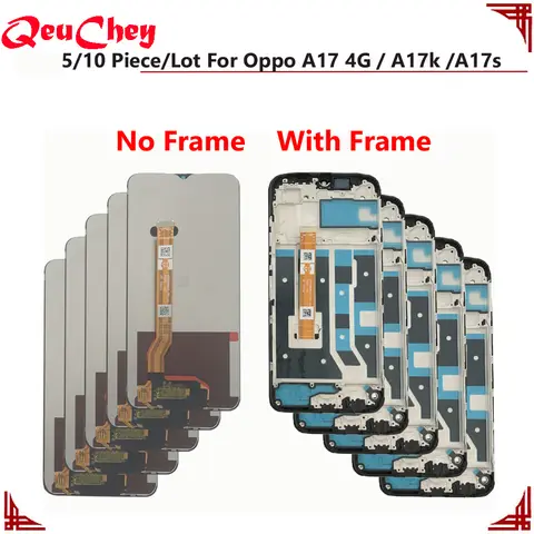 5/10 Piece/Lot For Oppo A17 4G LCD Display A17S A17K Mudule Monitor Touch Screen Digitizer Assembly No / With Frame