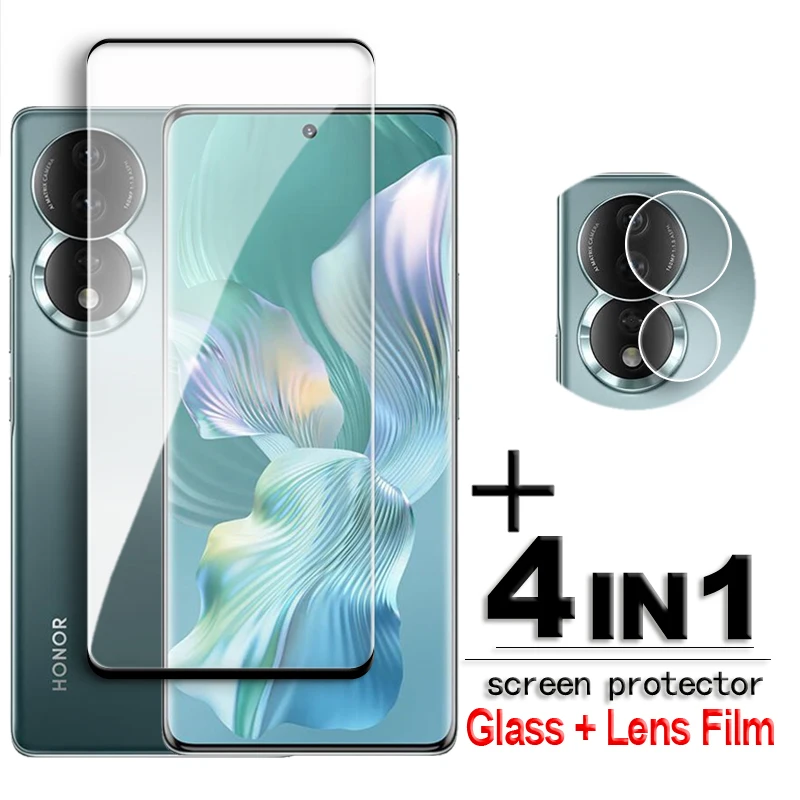 For Honor 80 Glass 3D Full Cover Curved Screen Protector Honor 80 70 60 50 30 Pro Tempered Glass For Honor 80 5G HD Lens Film