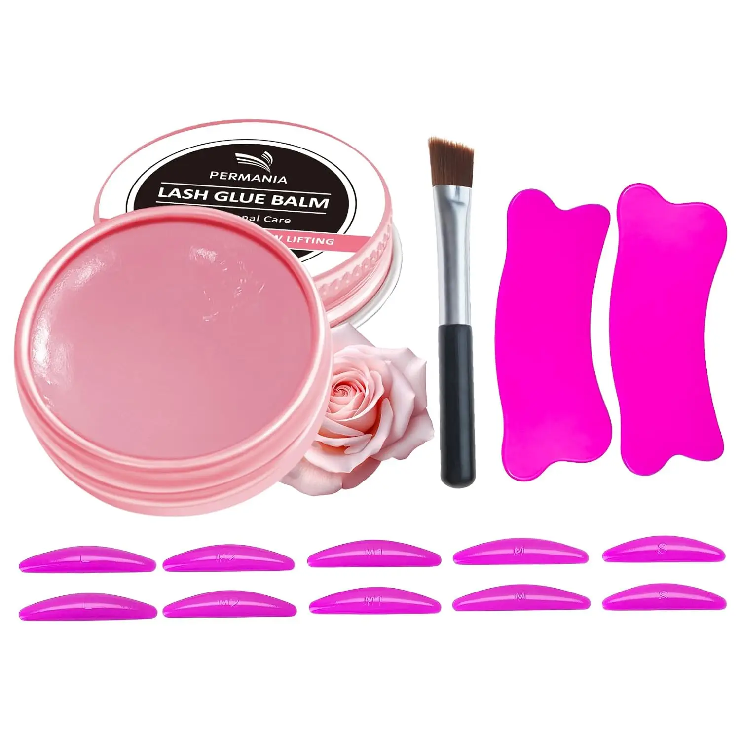 PERMANIA – colle de levage de cils, baume de levage de cils avec coussinets de levage de cils, boucliers de levage de cils plats, outils de bouclage