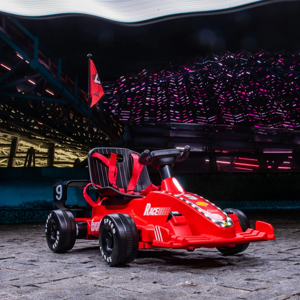 

Новейший электрический картинг на батарейках 12 В, унисекс, игрушка с педалью и маленькими колесами, детская пластиковая дизайнерская модель