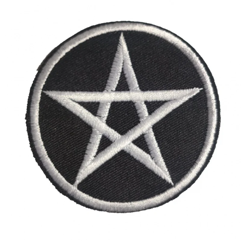 

6CM SMALL BLACK WHITE STAR BADGE Embroidered Iron on Patches for Clothes Skeleton Head Sequined Embroidery Applique DIY Sewing