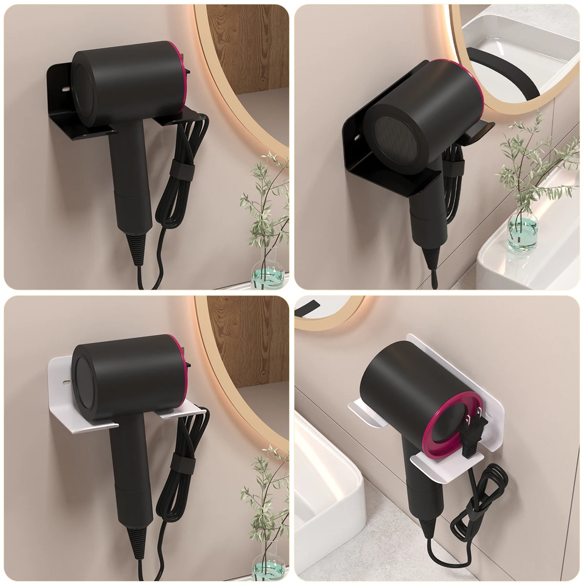 1pc white/black hair dryer storage rack wall mounted hair dryer bracket straightener bracket bathroom rack bathroom storage rack