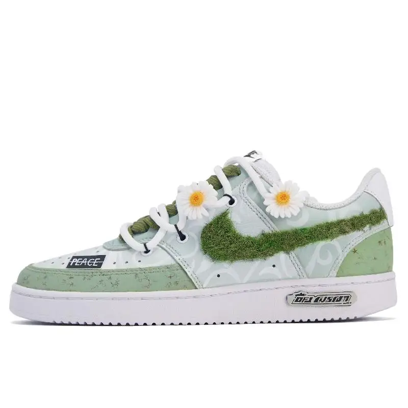 

[Custom Fragrant meadow]Nike Court Vision 1 Skateboard Shoes Men Low-Top Green White