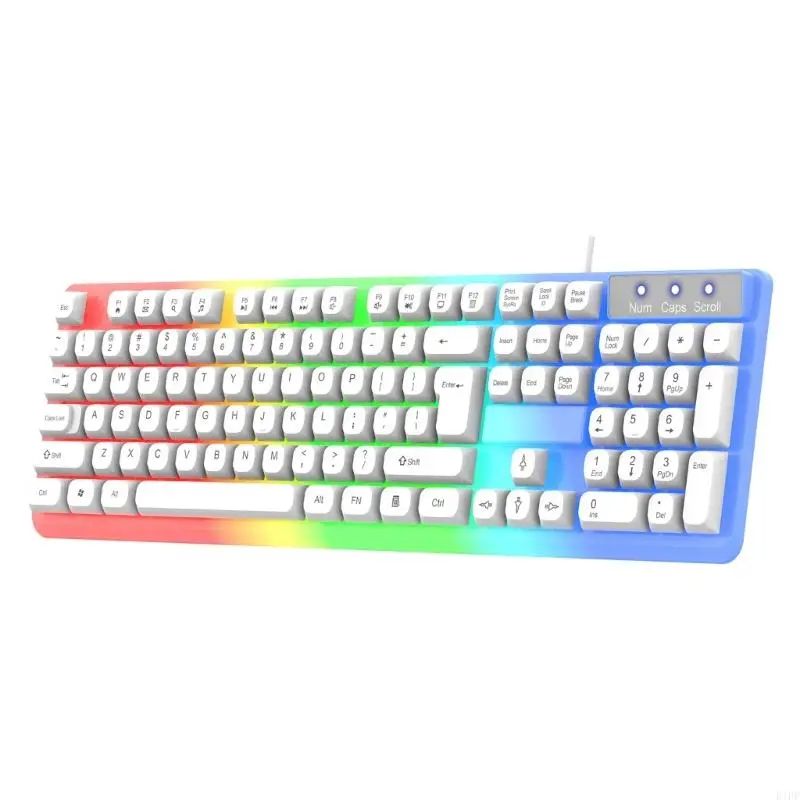 E1PF Portable 104 Keys Mechanical Gaming Keyboard Cord LED Backlit Light Hot Swappable