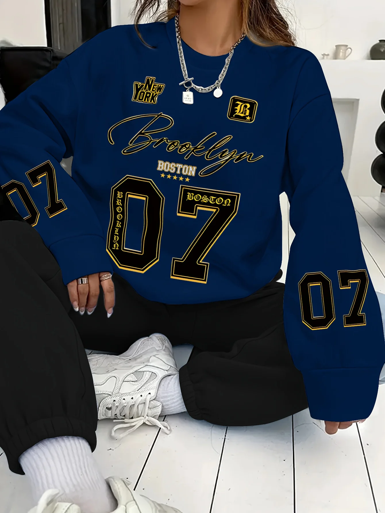 Women's Sweatshirt New York Brooklyn Graphic  Hip Hop Men's Unisex Pullovers Men Hoodie Tops Long Sleeve Pullovers