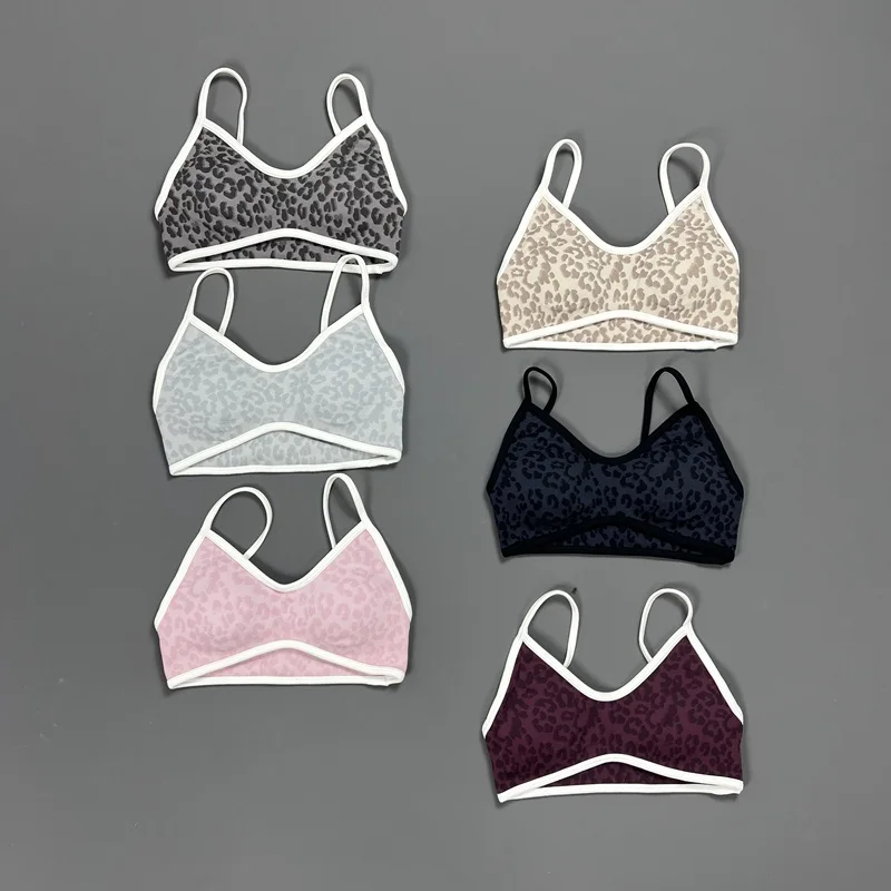 HISTELLO Women Sports Bra Leopard Print Yoga Top Push Up High Support Seamless Soft Breathable Quick Dry Gym Fitness Wear