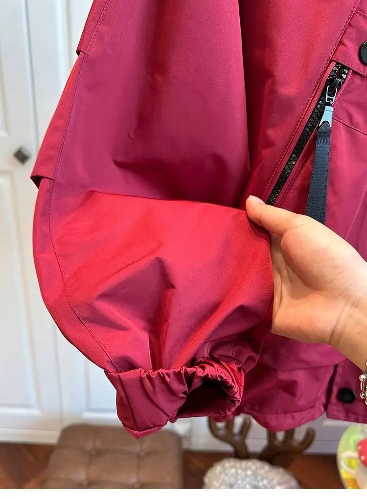 2025 primavera e outono nova jaqueta feminina viajando solto com capuz quente jaqueta à prova de vento