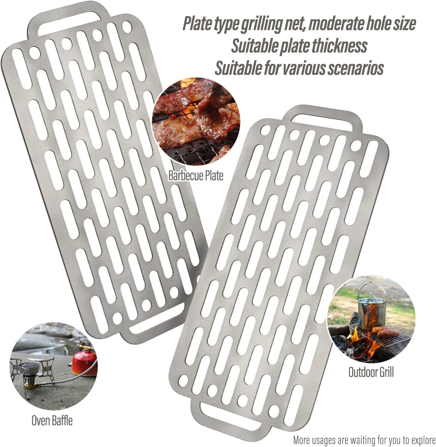 1PC Pure Titanium Grill Net Is Suitable for Outdoor Survival in Family Courtyards and Outdoor Picnics