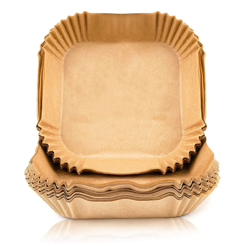 焦げ付き防止耐油紙、エアフライヤーライナー、大型、正方形のパーチメント、オイル-ココ用、7.9インチ