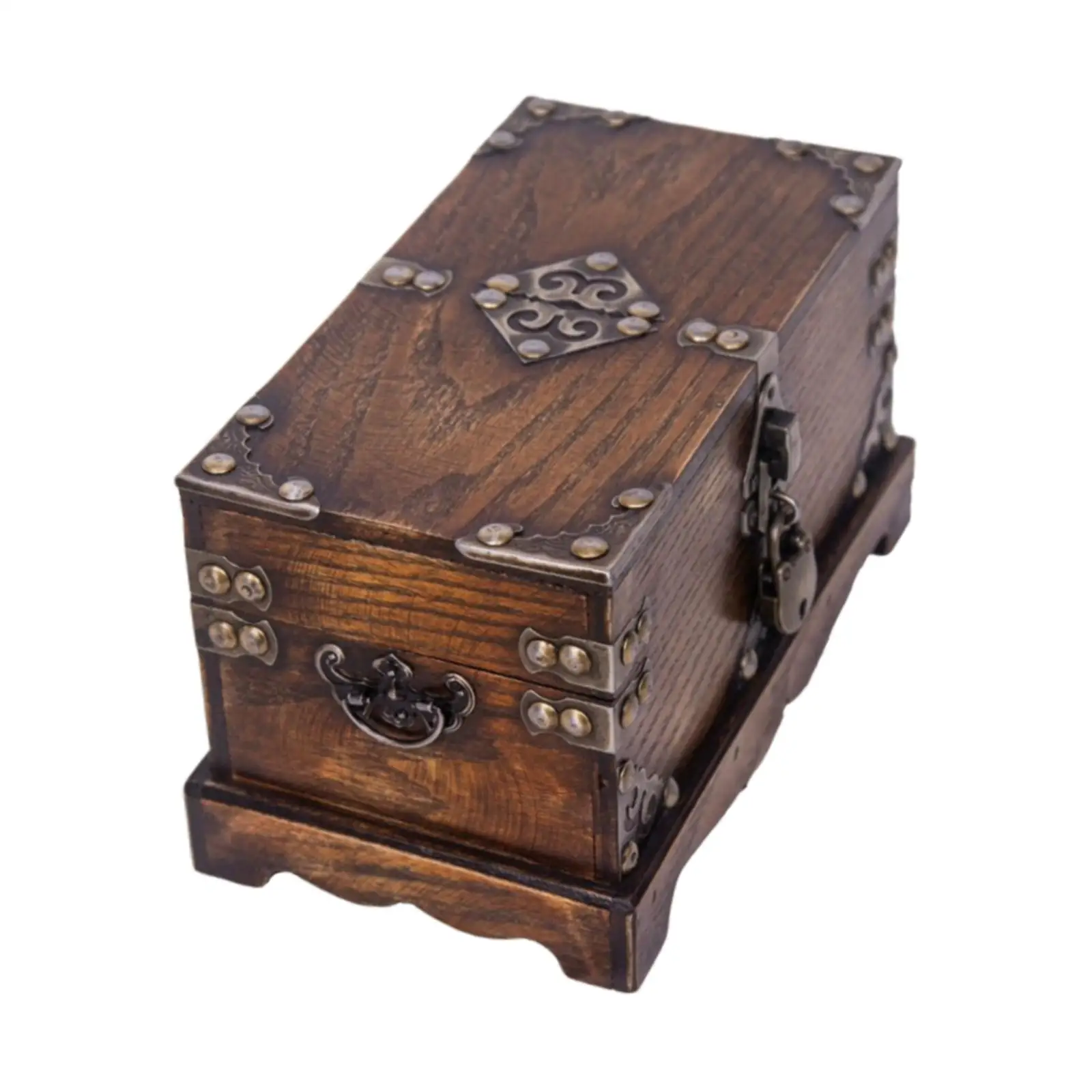 Small Wooden Lock Box Retro Wooden Keepsake Container Decorative with Lock and